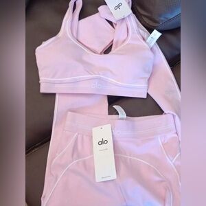 ALO Yoga Light Pink Sports Bra Set